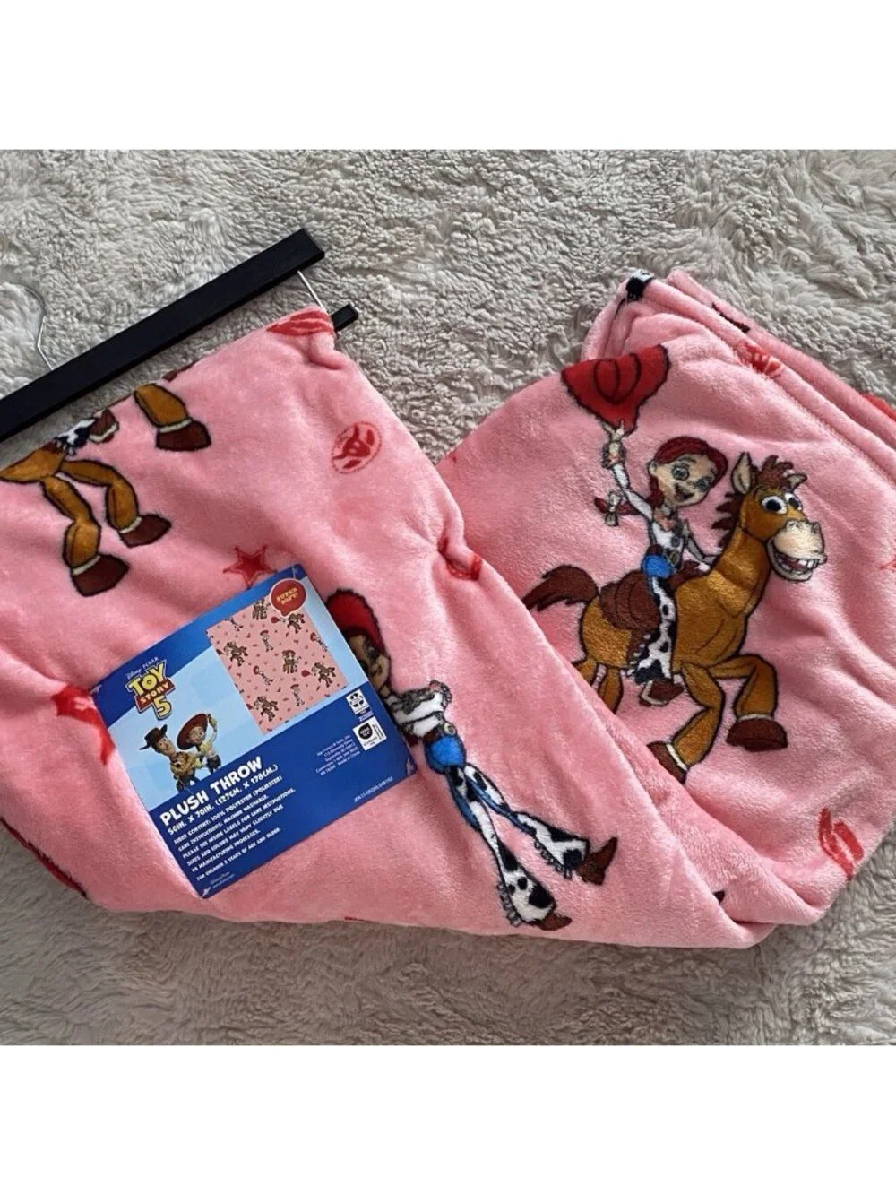 Disney Pixar Toy Story 5 Jessie Bullseye Plush Throw Blanket Pink 50” X 70” NEW